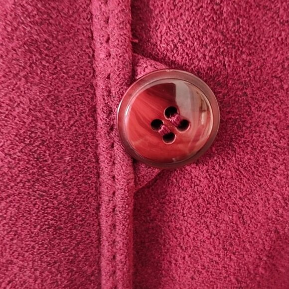 FAUX Suede Wine Colored  Duster Trench Coat XL - Picture 3 of 7